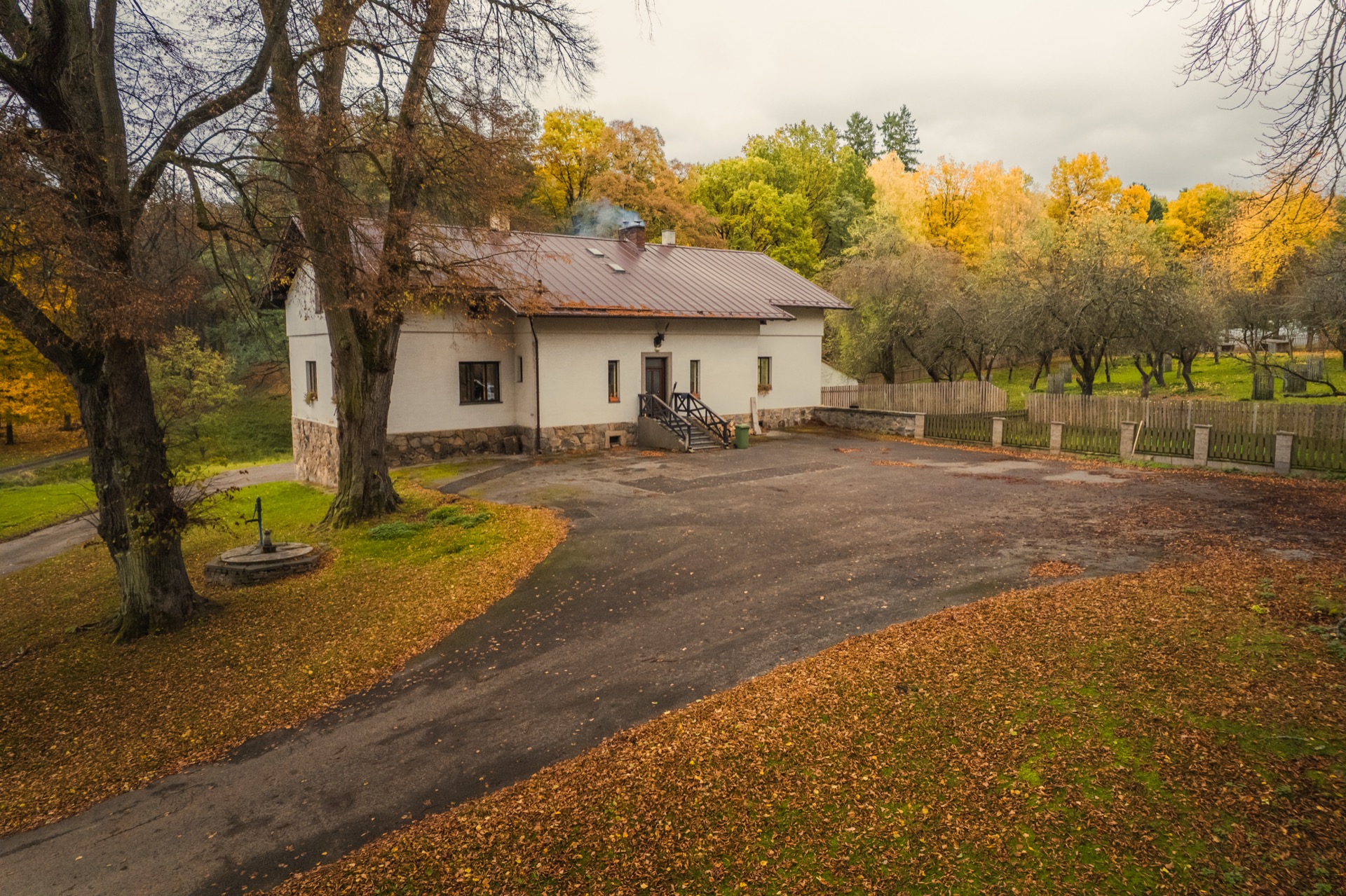 Traditional hunting lodge interior